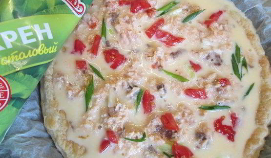 тарт с лососем и овощами