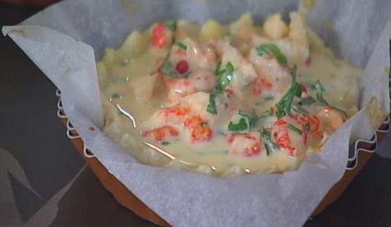 тарты с раковыми шейками и зеленью