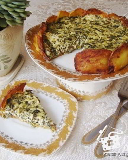 Рецепт творожного тарта с зеленью в картофельной корочке