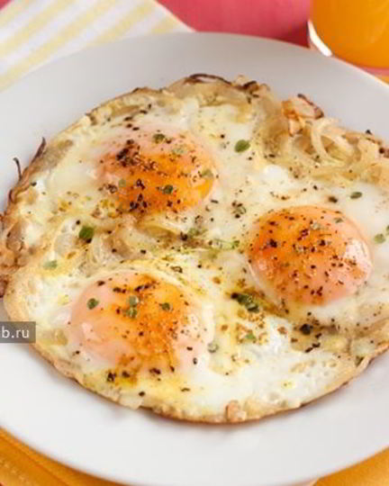 Рецепт яичница с луком