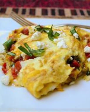 Яичница с помидорами и сладким перцем