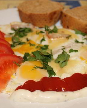 Яичница с сыром плавленным