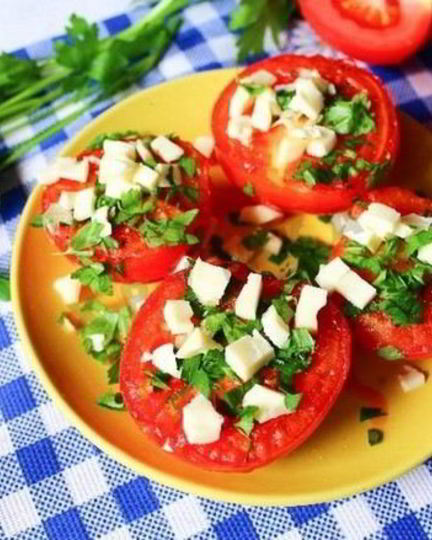 Рецепт жареных помидоров с сыром