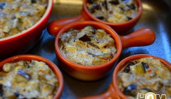 жульен с вешенками и баклажанами