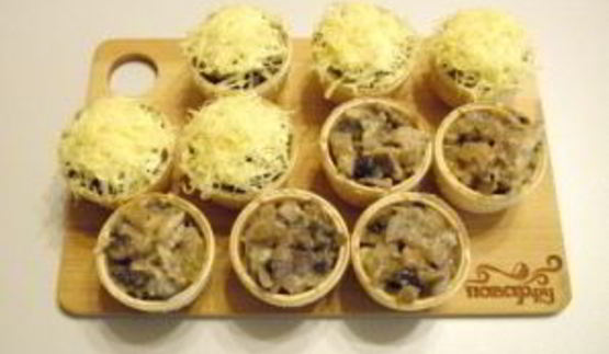 жульен в тарталетках с грибами и курицей