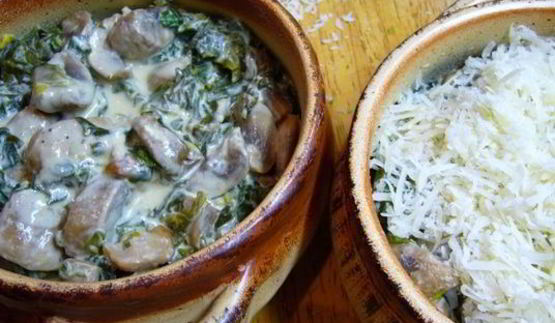 жюльен с грибами и шпинатом